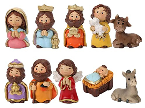 Veeteah Manger Sets for Nativity, Christ Birth of Jesus Decors | Jesus Figurines Sets with Mary Figures, Nativity Statue for Indoor and Outdoor