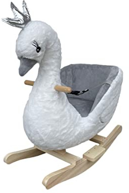 NEW Plush SWAN Rocking Chair on Wooden Rockers with Sound Effects