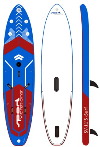Sport Vibrations 11'5 SURF Multisport x 31 x 6 Wind SUP Standup Paddel Board, SUP aufblasbar inkl. SUPwave.de Coil-Leash Stand up Paddle Board iSUP Sport Vibration