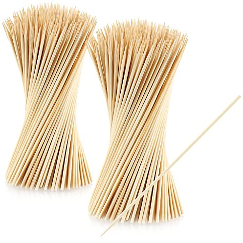 com-four® 500x pinchos para comer con los dedos hechos de bambú - pinchos largos de madera para pinchar carne y verduras - pinchos para barbacoa (500 piezas - 20 cm - natural)