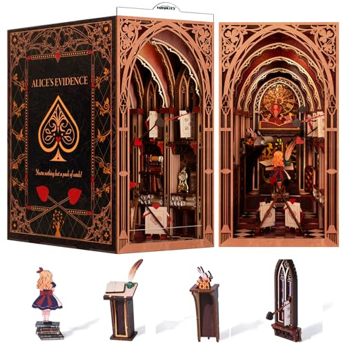 MiniCity Alice im Wunderland Book Nook Kit mit LED, Holzpuzzle fürs Regal
