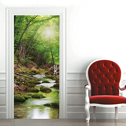 Türfolie Türtapete Türposter Selbstklebend 3D Fototapete Klebefolie Tür Mit Motiv Türaufkleber Kinderzimmer Natürliche Flusslandschaft 90 X 200 Cm
