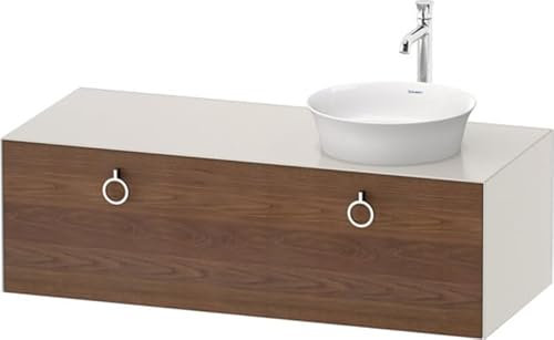 Duravit Tulip blanco, mueble de baño colgado en la pared, ancho 1300 x profundidad 550mm, con 1x extraíble, con tirador, WT4982R, Color: Cuerpo: blanco nórdico satinado, frente: nogal americano macizo