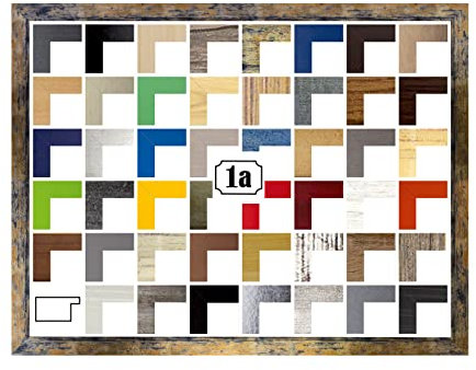 Montana Deluxe Bilderrahmen Posterrahmen 60x80 cm Puzzlerahmen Blau Gold Meliert Farbgruppe A Klares Kunstglas