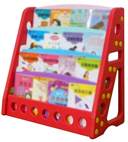 Regal-Organizer, Sling-Bücherregal, Kindergarten-Bücherschrank, Kunststoff, 4 Schichten, bodenstehend, für Kinderzimmer, Hohle Schnitzerei, kreativ, 4 Farben (F