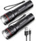 GEARLITE LED Torch Rechargeable, 2 Pack 2000LM Super Bright Adjustable Focus Flashlight, 3 Lighting Modes, Long Battery Life, Waterproof Pocket Size Torch for Power Cuts, Emergency