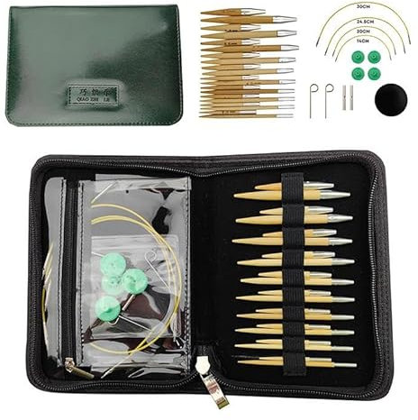 PU Bamboo Knitting Set Cable Needle Set with Knitting Tool Accessory and Knitting Tool Case