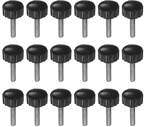 QUARKZMAN 18pz Zigrinate Morsetto M4 x 15mm Maschio Filettatura Nero | Manopole, Viti Bullone Pomelli Filettati Perno Maniglie, Plastica Metrico, 16mm Testa Impugnatura, Testa Zigrinata