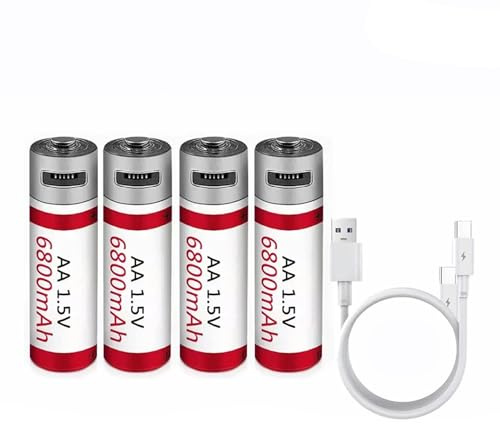 WILLQ Rechargeable Lithium AA Batteries 6800mAh USB Constant Output 1.5V 2 Hour Fast Charge with USB Cable 1000+ Cycles Double A Battery