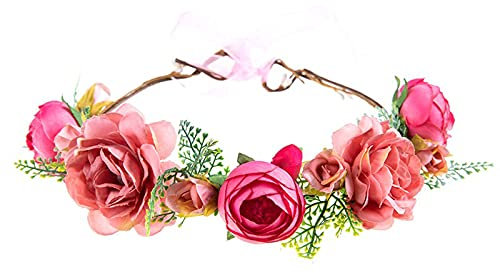 Blumenkranz Haare, Haarkranz Blumen, Blumenschmuck Haare, Haarbänder Floral Girlande Braut Haarschmuck Blumenkränze, Blumenband Haare für Damen Mädchen Festival Party Hochzeit Strand (A-001)