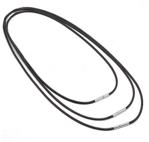 Reccisokz 3 Stück Halskette Seil, Lederkette Mit Verschluss, 40/45/50cm Leder Kette Für Männer Und Frauen, Ersatz Schwarz Anhänger