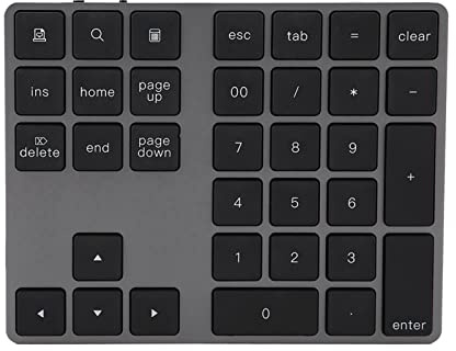 Teclado Numérico de 34 Teclas, Teclado Numérico Inalámbrico Bluetooth, Soporte para Wins, para iOS, para Android, Teclado de Entrada de Datos de Teclado Numérico de Contabilidad