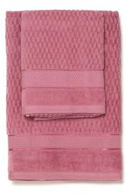 PARAMAISON Asciugamani Bagno Viso e Bidet, Collezione Diamont Luxury (1+1), 100% Cotone 420 Grammi, Casa, Piscina, Palestra| Rosa Antico