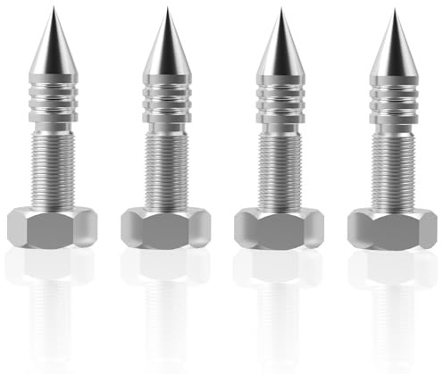 YuanYong 4 punte per altoparlante HiFi in acciaio inox massiccio (senza cuscino a picco), regolabili in altezza, adatte per supporto altoparlante (M8)
