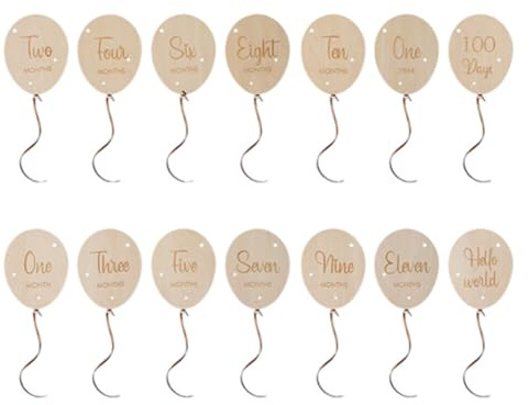 Hölzerne Baby Monatliche Meilensteinkarten, Baby Meilenstein Scheiben Holz Meilensteinkarten für das erste Jahr, Foto Requisiten Baby Monatliche Holzkarten Geschenk zur Geburt und Babypartys