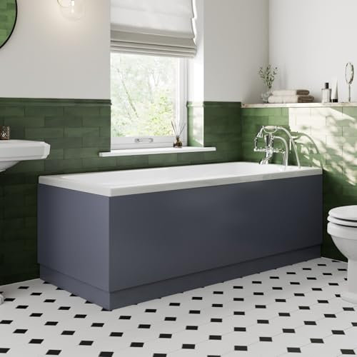 AURORA® 1700 Side Front Panel MDF Bath Panel 15mm Thickness, Modern Panels for Bathroom Baths Soaking Tubs, Adjustable Plinth, Easy to Cut, Dark Grey Gloss
