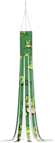 Lustiger Windsack mit grünen Fröschen, Halloween-Serie, Geister-Thema, hängende Outdoor-Dekoration, 150 cm