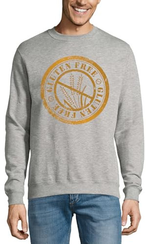 Pull en coton sans gluten avec tampon gris, gris, L