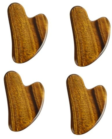 FRCOLOR 4stücke Tiger's Eye Gua Sha Scraping Board Praktische Massageplatte Für Gesichtspflege Verbessert Hautfarbe Und Durchblutung Für Selbstanwendung Und Faltenbehandlung