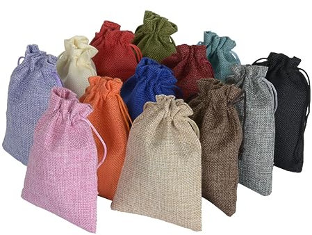 EXHUMKY 10stücke Leinen Kordelzug Beutel Mischfarben Schöne Und Einfache Geschenktüten Für Schmuck Süßigkeiten Und Partys Für Festivals Und Anlässe