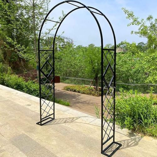 Treillis d'arche de jardin en métal pour plantes grimpantes - Solide et robuste - Pergola d'extérieur avec revêtement en poudre - Idéal pour les rosiers - Blanc - 140 x 230 cm (l x H)