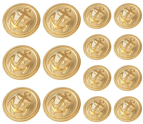 Ymapinc 14pcs Metal Gold Blazer Buttons Set - 18mm & 23mm | Gold Buttons for Suits, Jacket, Coats & Uniforms