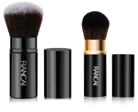 2 Pièces Pinceau de Maquillage Rétractable, Pinceau à Poudre Professionnelle Pinceaux, Brosse de Maquillage Multifonction，Pinceau de maquillage Kabuki