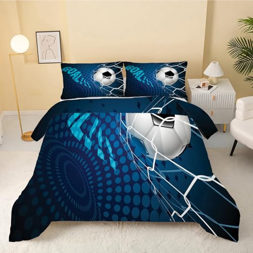 guluzai Trapunta Matrimoniale blu, calcio Piumone Matrimoniale Invernale Autunnale in Microfibra, Caldo e Traspirante Reversibile Piumino Matrimoniale per 4 Stagioni 220x240 cm, stampa