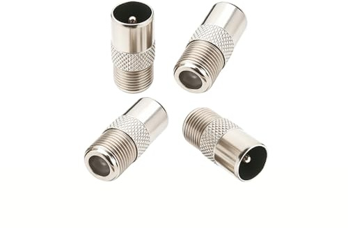 Bamyli Coaxial Cable Connectors, TV Aerial Connector 4-Pack F Type to Coax Adapter, Male Female Coupling Compatible with Freesat Box, TV, Satellite, Router, Modem and Audio Video Device