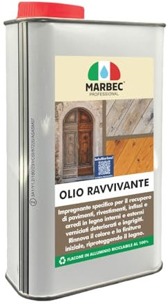 MARBEC OLIO RAVVIVANTE 1LT Olio ravvivante per infissi in legno, alluminio verniciato e ferro battuto, rigenera, protegge e ravviva superfici opacizzate dal sole.