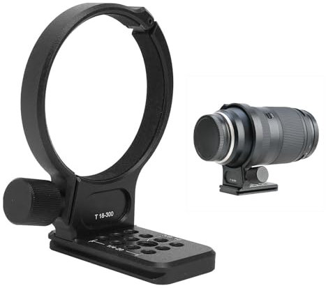 Tripod Collar Mount Ring for 18-300mm F3.5-6.3 Lens, Lens Collar Replacement Foot Tripod Mount Ring Stand Base with 70mm Quick Release Plate, 1/4'' & 3/8'' Screw Holes for Arca