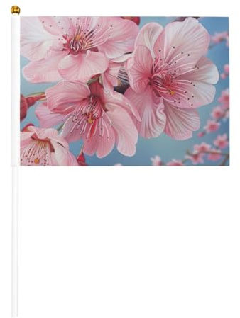 Drapeau japonais miniature imprimé fleurs de cerisier - Fournitures de fête pour défilés de la coupe du monde, festivals, événements drapeaux
