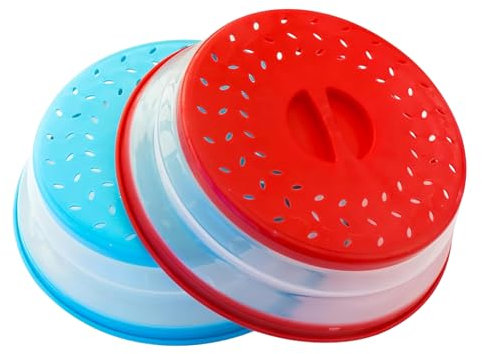 Lot de 2 couvercles pour micro-ondes, assiettes à micro-ondes, sans BPA, TPR, pour aliments, couverture vapeur réglable, 21,7 cm