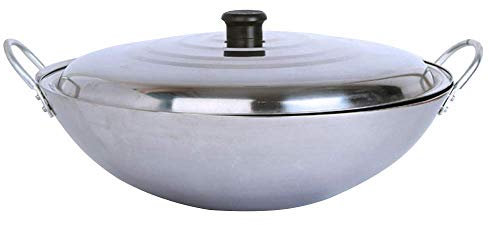 Padella wok in ghisa, realizzata a mano, antiaderente, diametro 50 cm, qualità premium