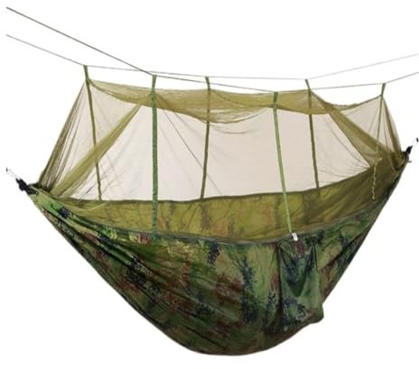 Hamaca doble para exteriores con mosquitera, antimosquitos, tela de paracaídas, columpio para camping, viajes, dormir, colgar en árboles, ligera y portátil