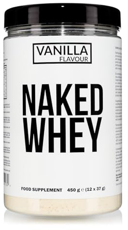 Naked Whey Protein Supplement Powder, Vanilla, GMO Free, Soy Free, Gluten Free Aid Muscle Growth and Recovery 450g