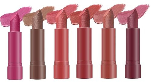 Rouge À Lèvres Pailleté - Colorant Labial Nomade,Set de 6 Rouges À Lèvres Nourrissants, Maquillage Longue Tenue pour Voyage et Soirées Dansantes