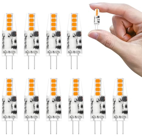 G4 Led Lampen, Warmweiß 3000K LED Birnen 1.6 W 12V Klein LED Glühbirnen | Ersatz für 10W-15W Halogenlampen, Nicht Dimmbar, für Dunstabzugshaube, Küche (10 Pack)
