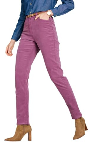 Amber Ladies Comfort Fit Stretch Cord Jeans with Elasticated Waist | Women's Flexible Fit Cotton-Rich Trousers, Expandable Comfort Fit Waistband in Classic Jean Style