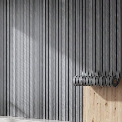 3D Tapete Wandpaneele Selbstklebend,40 x 300 cm Grau Wandpaneele Holzoptik Holz Selbstklebend DIY Wandtapete,Geeignet für Küche, Bad, Wohnzimmer,Schlafzimmer