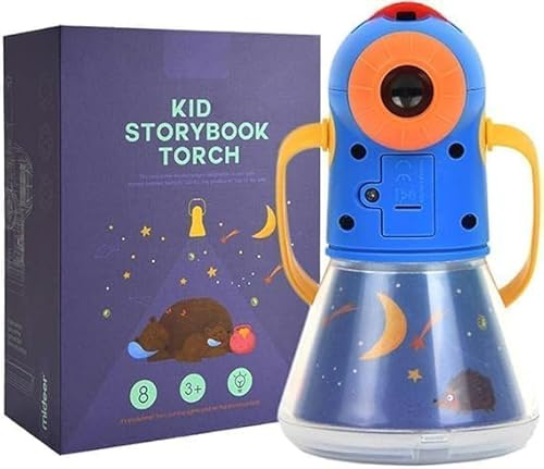 Générique Lampada Torcia Proiettore di Storie Bambino, Luce Notturna, Giocattolo Educativo Montessori 3-6 anni, Libro di Storie da Proiettare, Torcia Multifunzione, 12,5 x 7,5 cm