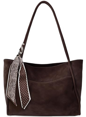 Gluckstar Shopper Tasche Damen, Große Handtasche, PU Leder Schultertasche | Elegante Tote Bag Mit Abnehmbarem Seidenschal Und Reißverschluss, Viel Platz Für Büro, Alltag, Shopping Und Reisen