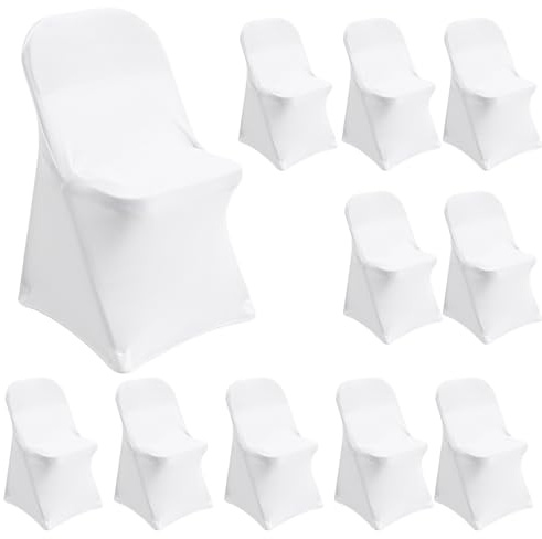 Stuhlhussen,10 Stück Universell Stuhlhussen,Universeller Stretch Stuhlbezug ohne Armlehne aus Elastischem Spandex,Waschbarer Hussen für Stühle,Stuhlüberzüge für Hochzeit Feiern Bankett Party (Weiß)