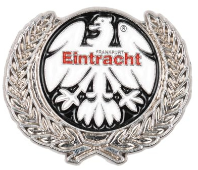 Eintracht Frankfurt Pin 80er Logo mit Siegeskranz, Original Anstecknadel, Silber mit Adler Emblem