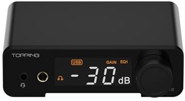 Fanmusic TOPPING DX1 II gaming-kompatibel DAC & hörlursförstärkare med ES9039Q2M avkodarchip av 3:e generationen, XMOS XU-316 med fjärrkontroll (svart)