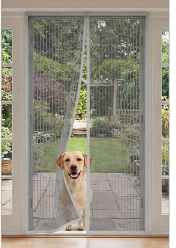 Moustiquaire Porte Fenêtre 153 x 200 cm Kit D'Installation Complet Puissants Aimants Rideau Porte Magnétique Anti Mouche Différentes Tailles pour de Balcon, Chambre, Gris