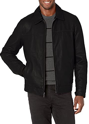 Tommy Hilfiger Men's Classic Faux Leather Jacket, black, Large