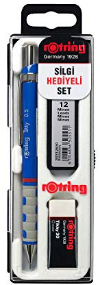 rOtring Tikky Mechanischer Bleistift Spitze und Radiergummi Set 0,5 mm Stift, 2B Mine, Medium Radiergummi, Blau, 3er Set