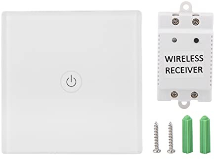 Kabelloser Touch-Wandschalter für Lampen (1-Wege) – Steuern Sie jede Lampe einfach per RFID, elegantes Design aus gehärtetem Glas für Zuhause und Büro, 100–240 V (Weiß)