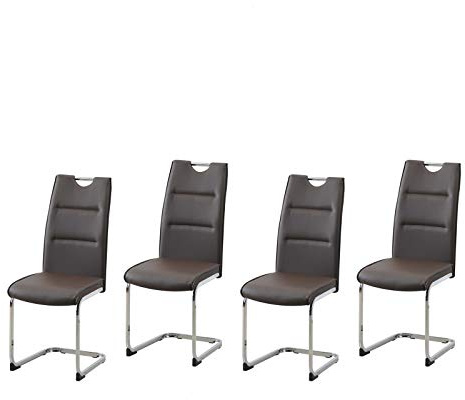 HTI-Line Schwingstuhl 4er Set PU braun DannyC Freischwinger Esszimmerstuhl Kunstleder